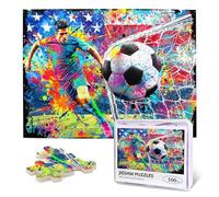 Colorful Soccer Sports Jigsaw Puzzle 500 Pieces Puzzles for Adults Ball Sport Painting Jigsaw Puzzle Graffiti Football Wooden Puzzles for Challenging Family Activity Games DIY for Home Wall Gifts