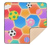 Colorful Soccers Soft Padded Baby Girl Play mat for Floor Cozy Breathable Foldable Tummy Time & Crawling Mat for Babies Infants Toddlers, 50'' x 50''alfombra de juego