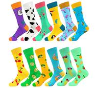 Colorful Socks for women Fun Funny Funky Animal Marvel Pattern Socks Calf Pack, Premium Cotton, Size 6-11, 12 Pairs-cow Pattern Series031204, Large-X-Large