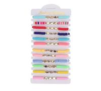 Colorful Soft Clay Heart Bracelet Stylish Delicate Love Beaded Jewelry 12PCS for Beach Parties Summer Vibrant
