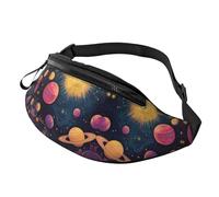 Colorful Solar System Trendy Printed Crossbody Bag Cosmic Space Unisex Crossbody Waist Pack Planet Star Adjustable Waist Fanny Pack Tourists - Lightweight Theft-Resistant Bag for Sightseeing 14X35CM