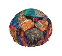 Colorful solemn lion head Reusable shower cap - double-layer waterproof, elastic, environmentally friendly daily use shower cap