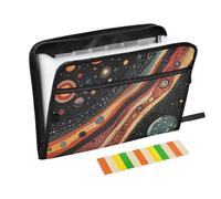 Colorful Space Planets and Earth Expandable Hanging File Folders 13 Pockets A4 Letter Size with Zipper Closure for Home Office Travel Folder Organizer with Pockets organizador