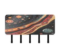 Colorful Space Planets and Earth Key for Wall with Mail Organizer & 5 Self-Adhesive Hanging Key Hook for House Decor Living Room Hallway