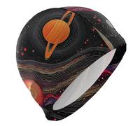 Colorful Space Planets and Earth Swim Adult for Adult Short Hair Waterproof Swim for Men Hair Protection and Drag Reduction Gorro de natación para Hombre