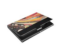 Colorful Space Planets and Earth Ultra-thin business card holder travel With Leather & Stainless Steel card holder modern for Women or Men