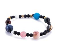 Colorful Sparkling Natural Stone Beads Solar System Bracelet Universe Galaxy Eight Planets Guardian Stars Bracelet Jewelry Healing Yoga Chakra Gift Women Girls Beads