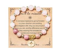 Colorful Sparkling Natural Stone Compass Bracelet You Will Be Missed Farewell Going Away Goodbye Gift Friendsby Gift Friendsby Gifts Colleagues Managers, Bosses, Teachers, Employees, Stone, Stone