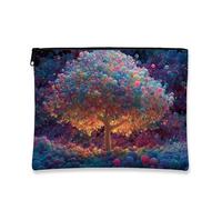 Colorful Sphere Tree Makeup Bag, Abstract Rainbow Pattern Cosmetic Travel Pouch for Women, Portable Zipper Organizer, Perfect for Festivals and Spring Gifts, Colorful, 7x9 Inch, Tree