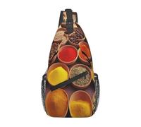 Colorful Spices Printed Sling Bag Crossbody Backpack for Men Women, Versatile Casual Shoulder Chest Bag for Running Hiking Cycling Travel Work