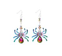 Colorful Spider Dangle Earrings for Women Men Cubic Zirconia Rhinestone Hypoallergenic Drop Gothic Animal Pet Punk Hook Stud Earring Creative Jewelry Unique Gifts for Friend Personalized Halloween