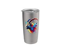 Colorful Splash Art Alpine Ibex Steinbock Stainless Steel Insulated Tumbler
