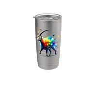 Colorful Splash Art Alpine Ibex Steinbock Stainless Steel Insulated Tumbler
