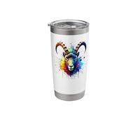 Colorful Splash Art Alpine Ibex Steinbock Stainless Steel Insulated Tumbler