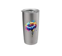 Colorful Splash Art Bachelor's Button Flowers Stainless Steel Insulated Tumbler