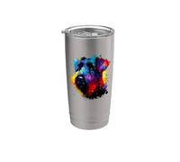 Colorful Splash Art Black Russian Terrier Chornyi Terrier Stainless Steel Insulated Tumbler