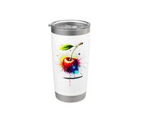 Colorful Splash Art Cherry Fruit Cherries Stainless Steel Insulated Tumbler