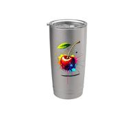 Colorful Splash Art Cherry Fruit Cherries Stainless Steel Insulated Tumbler