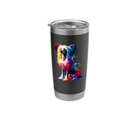 Colorful Splash Art Chinese Crested Dog Crestie Stainless Steel Insulated Tumbler