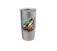 Colorful Splash Art Cricket Bat Cricketer Batsman Bowler Stainless Steel Insulated Tumbler
