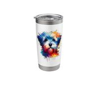 Colorful Splash Art Dandie Dinmont Terrier Terriers Stainless Steel Insulated Tumbler