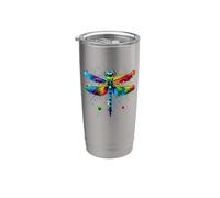 Colorful Splash Art Dragonfly Dragonflies Stainless Steel Insulated Tumbler