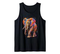 Colorful Splash Art Elephant Profile Wildlife Design Tank Top
