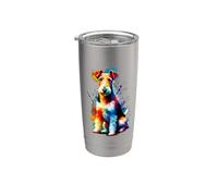 Colorful Splash Art Fox Terrier Smooth Fox Terriers Stainless Steel Insulated Tumbler