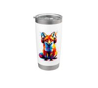 Colorful Splash Art Headphones Red Fox Lover Foxes Stainless Steel Insulated Tumbler