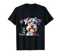 Colorful Splash Art Love is my Miniature Schnauzer Mama T-Shirt