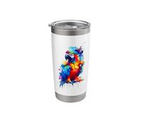 Colorful Splash Art Macaw Parrot Macaws Parrots Stainless Steel Insulated Tumbler