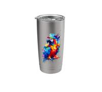 Colorful Splash Art Macaw Parrot Macaws Parrots Stainless Steel Insulated Tumbler