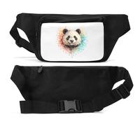 Colorful Splash Art of Panda Unisex Waist Bag Black