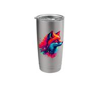 Colorful Splash Art Red Fox Foxes Stainless Steel Insulated Tumbler