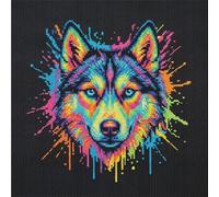 Colorful Splash Full 14CT 2 Strands DIY Counted Cross Stitch Kits for Beginners Adults Gift Home Wall Decor Cross Stitch Patterns Arts Craft Kits 30x30cm