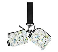 Colorful Splashes Women's Card Cases Change Holder Small Detachable ID Card Holders Protector with Zipper Pocket for Ladies Girls 2 Pcs, Colorful Splashes, One Size, Modern