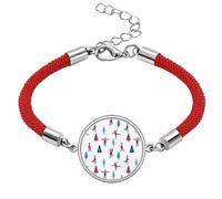 Colorful Sport Skateboard Skiing Illustration Lucky Red String Bracelet Rope Bracelet Handmade