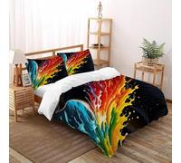 Colorful Spray Painted Bear Quilt Cover Art Comforter Cover 2 Pieces Ultra Soft Microfiber for Kids Boys Girls Teens with Zipper Closure Super King(260x220cm)
