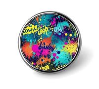 Colorful Spray Pattern Badge,Comfort Light in Weight Round Emblem Cute Funny Decor Brooch Smooth Does Not Fade Badges for Hats Jackets Coat Shirt