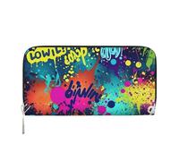 Colorful Spray Pattern Leather Wallet For Women Girl, Zip Around Credit Card Holder Long Pu Wallet Clutch Purse Waterproof Travel Handbag