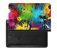 Colorful Spray Pattern Passport Cover Protector Rfid Blocking Passport Holder Id Card Holder Secure Travel Wallet Organizer for Passport Tickets Credit Cards, style, One Size