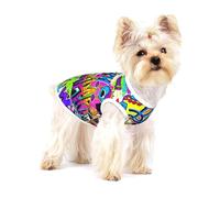 Colorful Spray Pattern Print Adorable Cotton Small Dog Clothes Pet Shirt, Soft Breathable Sleeveless Tank Top For Puppy, Cats And Chihuahua