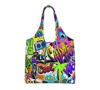 Colorful Spray Pattern Print Canvas Tote Bags,Reusable Cloth Bags For Shopping Beach Grocery Trendy