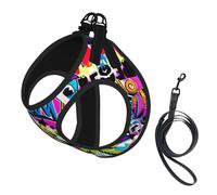 Colorful Spray Pattern Print Harness Leash Set For Cats And Dogs, Reflective Adjustable, Soft Breathable Mesh Vest With Escape-Proof Lead, For Small Pets And Kitten Puppies