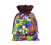 Colorful Spray Pattern Print Personalized Christmas Drawstring Gift Bags,Packaging And Storage Bags,Snack Bags