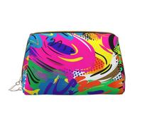 Colorful Spray Pattern Printed Makeup Bag for Women Portable Leather Make up Bag Travel Zipper Cosmetic Bags Organizer