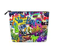 Colorful Spray Pattern Printed Single-Layer Cosmetic Bag Faux Linen Material Large Capacity Coin Purse Travel and Business Trip Essential