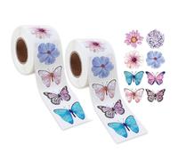 Colorful Spring Floral & Butterfly Stickers - 1000 Pcs Self-Adhesive Decals for Scrapbooking, Envelopes, and Party Decor
