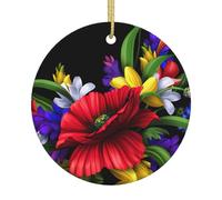 Colorful Spring Frog Flower Printing Xmas Tree Hanging Decor Personalized Christmas Ceramic Hanging For Adult Ideas Holiday Decor