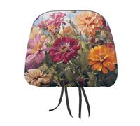 Colorful Spring Summer Flower 2 PCS Car Headrest Cover Universal Headrest Covers Soft Breathable Car Head Rest Covers Set Elastic Head Rest Protector Auto Seat Cover Vehicle Accessories for Cars, Truc